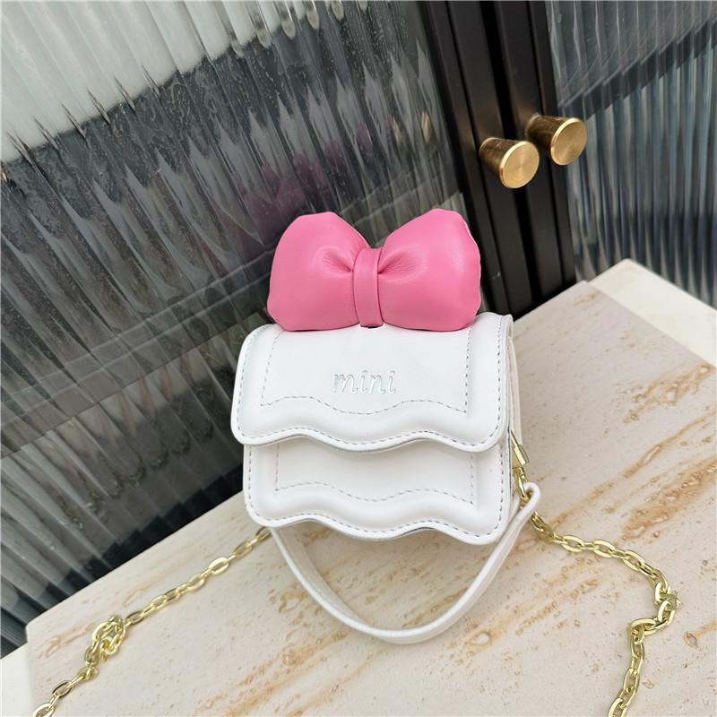 

2024 New Butterfly Bow Single Shoulder Bag Girls Princess Style Crossbody Bag Mini Outdoor Handbag білий