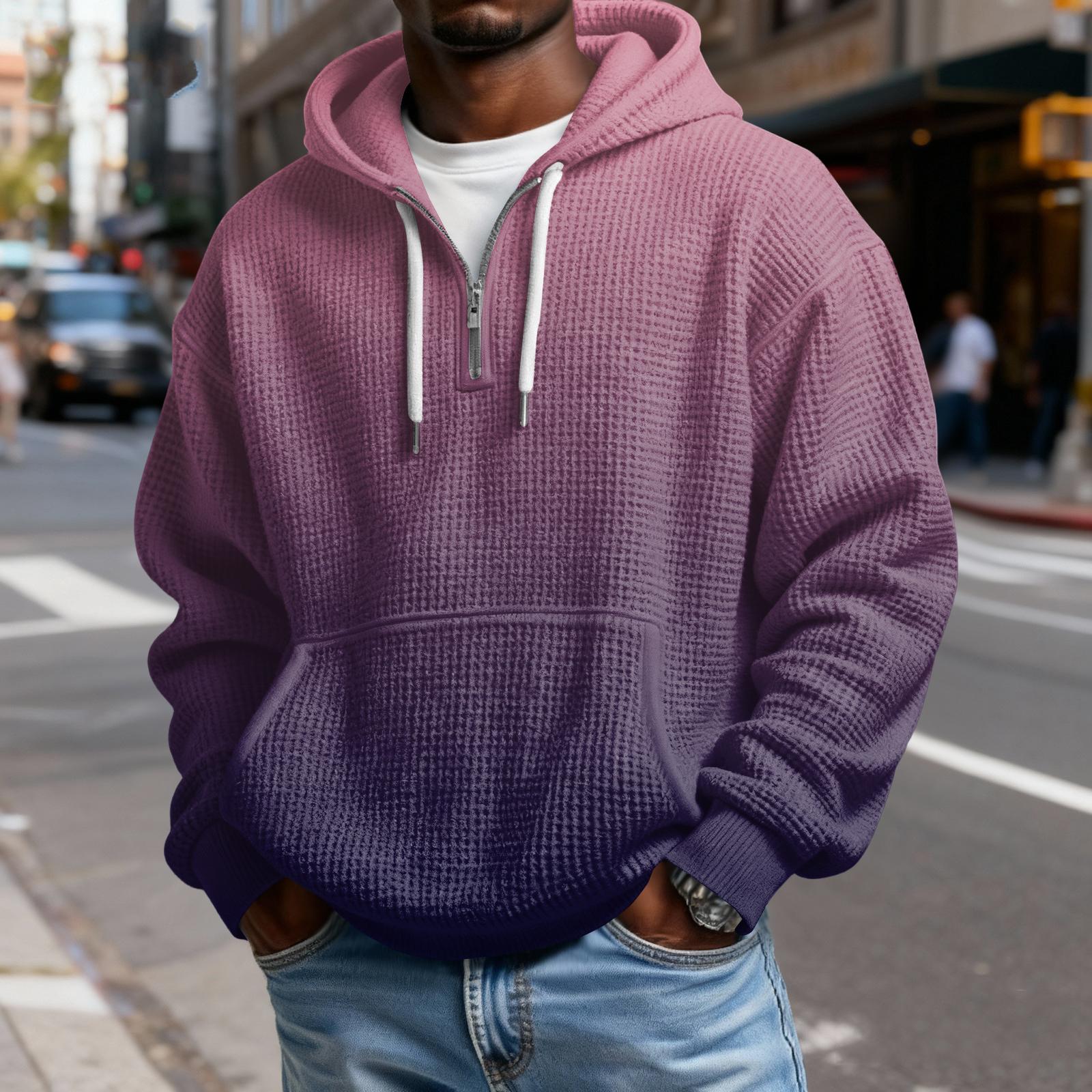 Мужская повседневная однотонная толстовка с капюшоном на молнии повседневная футболка с длинным рукавом на молнии XXXXXL светло-розовый 2530₽