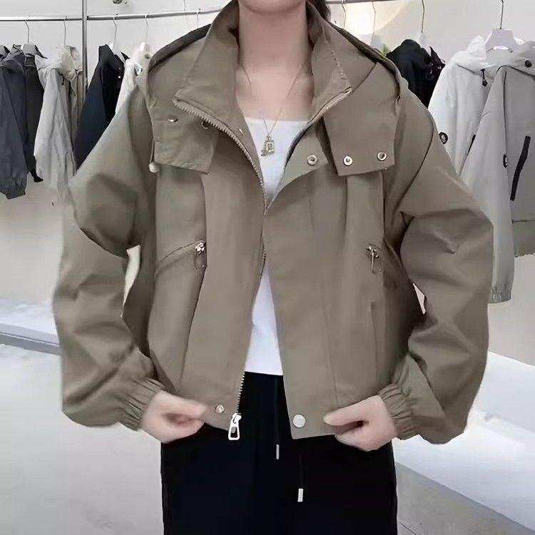 Stilvolle Damen-Kapuzen-Windbreaker-Jacke - Herbst 2025 Lockerer Schnitt Arbeitskleidungs-Stil für zierliche Größen