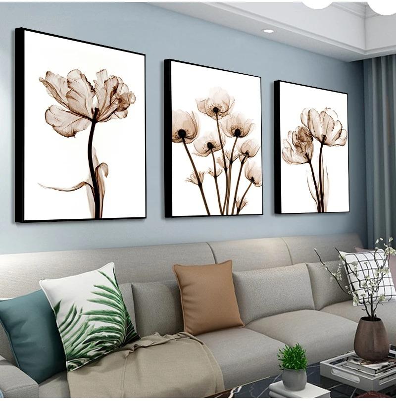 Simple Wall Decor Modern Transparent Flower Canvas Painting Art Print Picture Home Wall Decoration