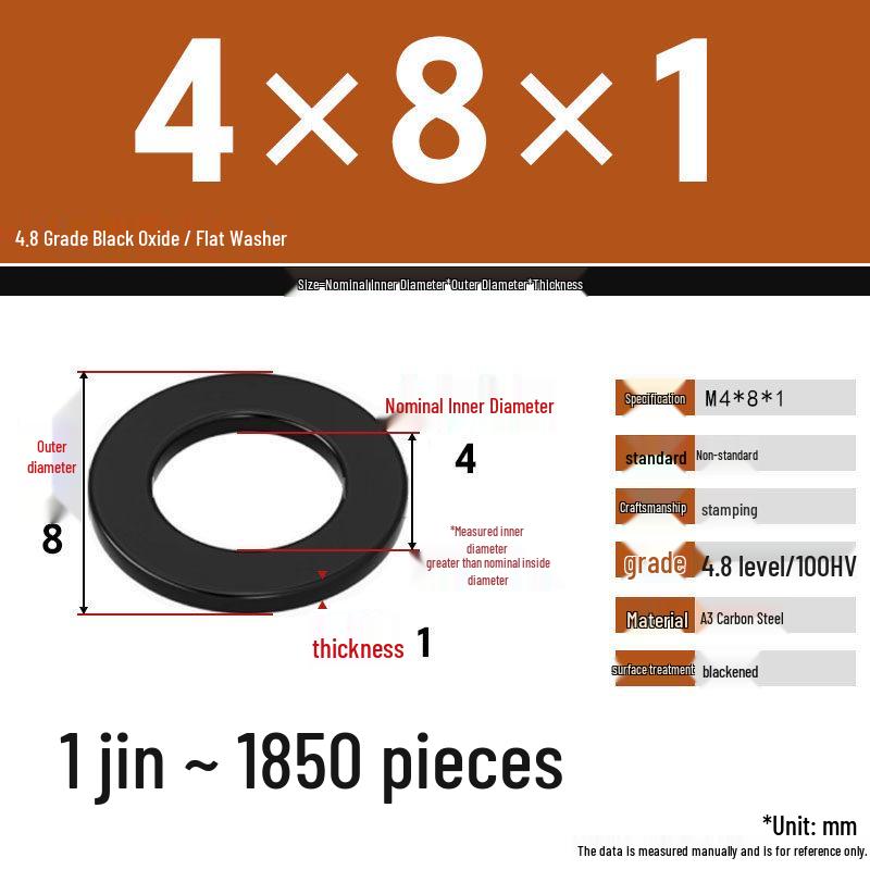Blackened Enlarged Thickened Metal Washer - M3-M42
