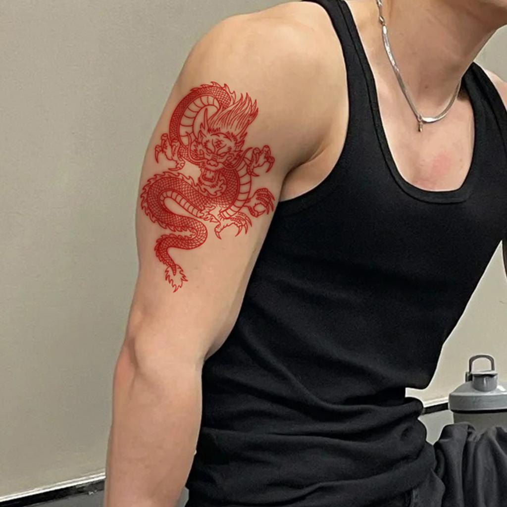 Domineering And Fierce Roaring Dragon Totem Tattoo Sticker Niche Dark Arm Tattoo Sticker