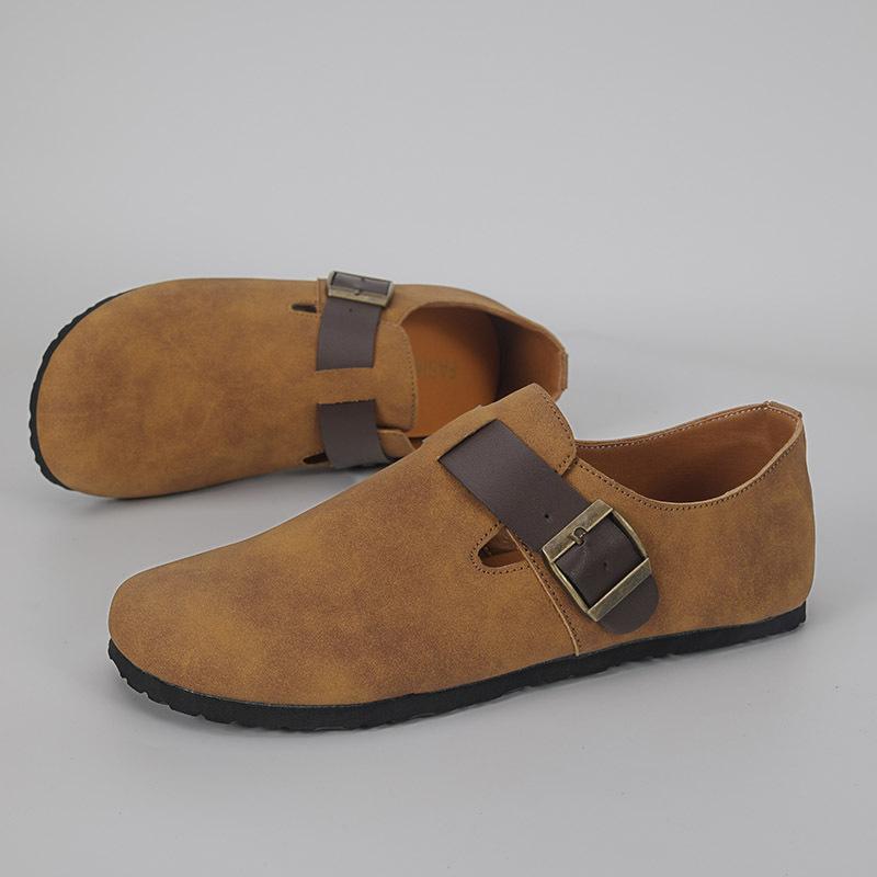2026 Soft-soled Men's Slip-on Shoes, Thin Retro Birkenstocks, Couple Style with Heel