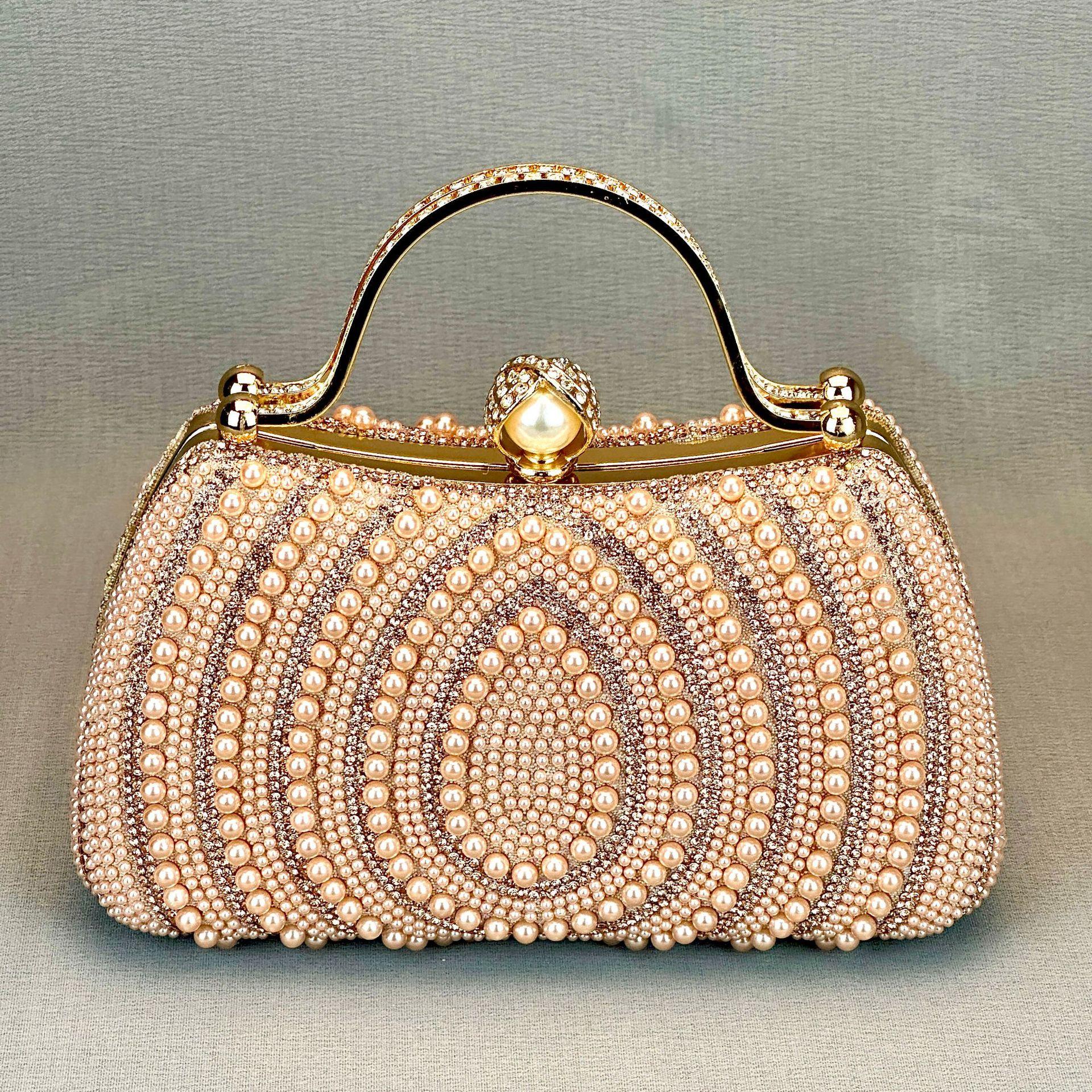 

2025 fashion water drop pearl portable messenger bag women rhinestone shoulder socialite party dinner bag light luxury