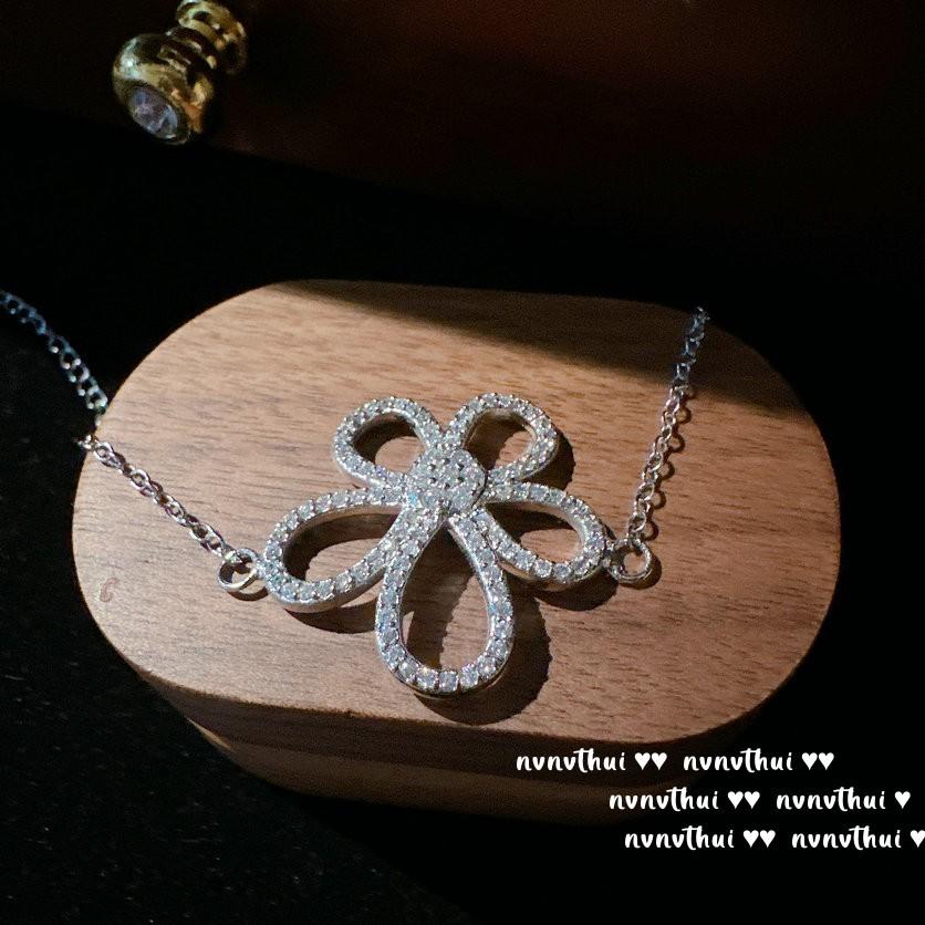 Reykjavik Flower Jewel Necklace, Palatial, 18K Gold Plated, Small Flower Large Carat Zircon Earrings