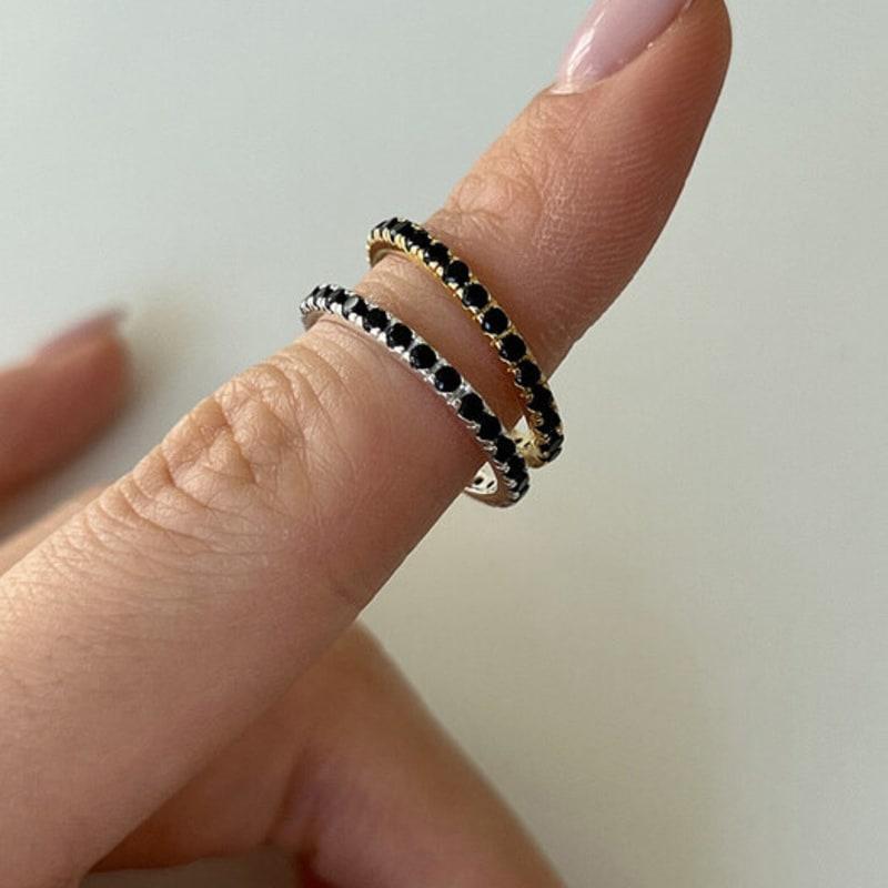 mosxe [925silver] Micro onyx ring (2color)