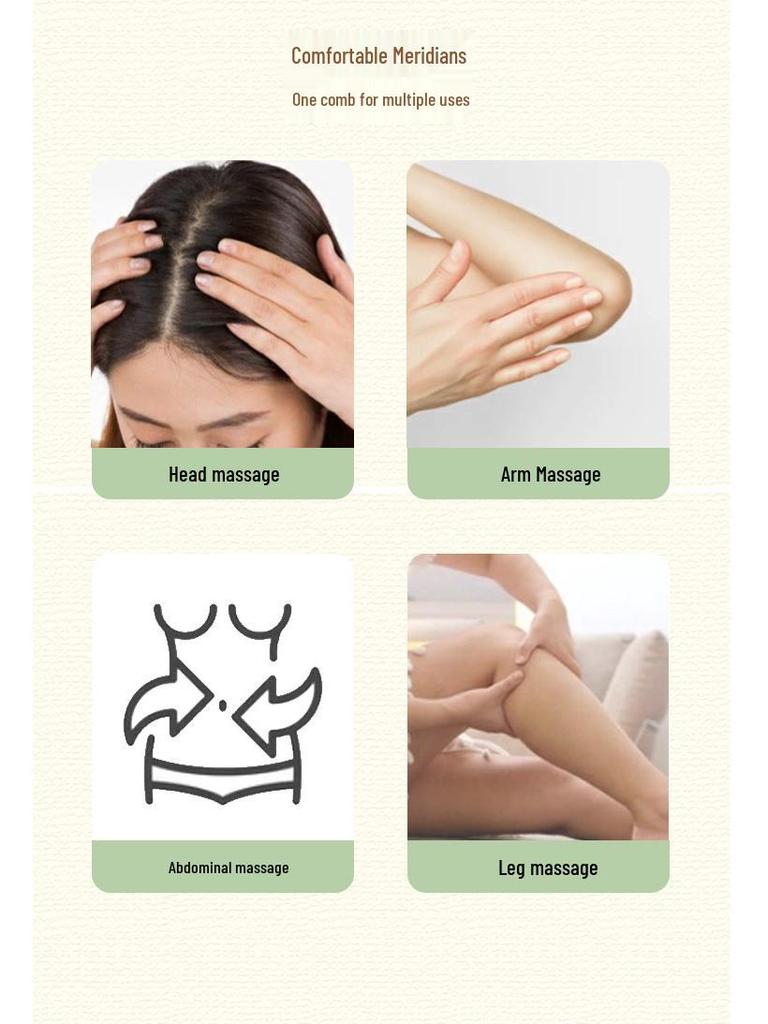 Horn 28-Pin Massage Comb for Meridian Therapy & Shampoo