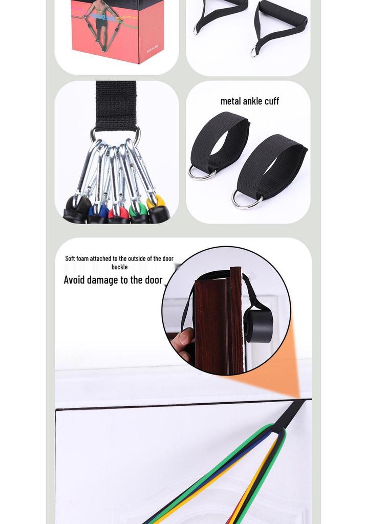 11-Piece TPE Resistance Bands Set - High Elasticity with Customizable Logo for Home Fitness