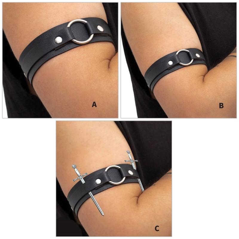 Gothic Gothic Armband For Men Black Leather Wide Adjustable Bracelet Medieval Halloween Accessory Jewelry Gift