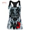 Damenmode Gothic ärmellose Shirts Red Rose Head Skull 3D-gedruckte Tanktops Vintage Dead Kiss Shirts