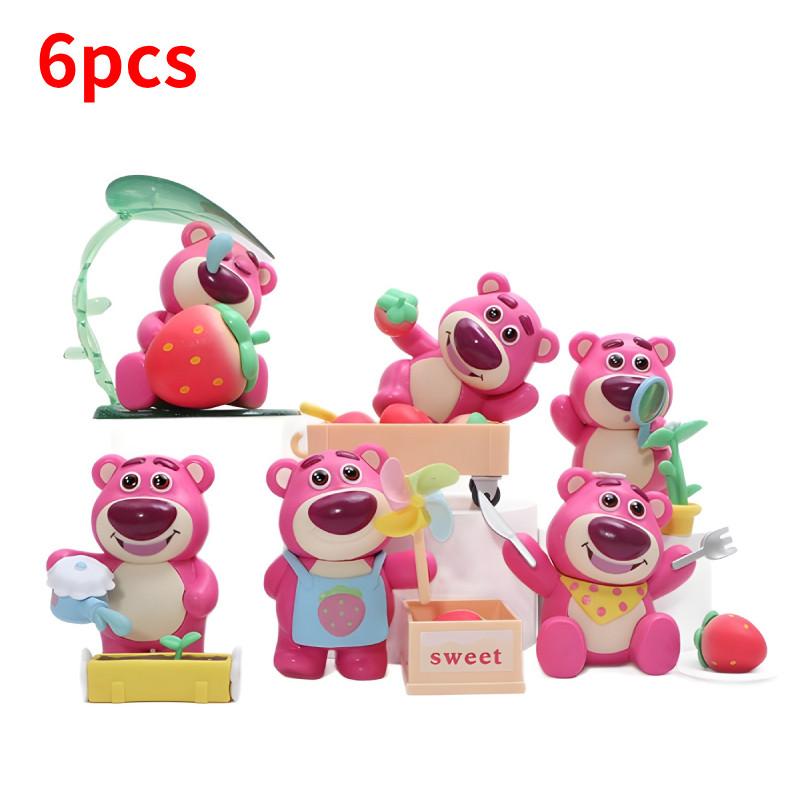 Очаровательный набор фигурок Клубничного Мишки из шести коллекционных ПВХ игрушек для детей и взрослых