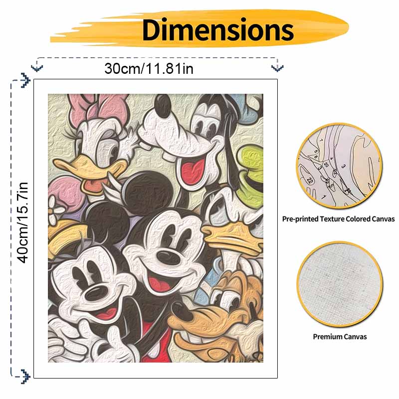Disney Mickey Friends Oil Art Painting Kit Home Wall Decor Handmade Gift for Living Room Bedroom Personalized Cartoon Canvas Craft Set