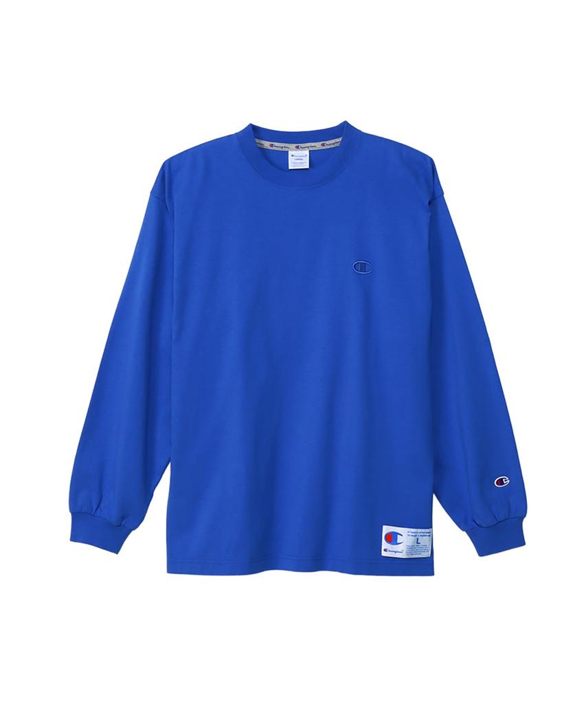 Champion Long Sleeve Crew Relax Logo T-Shirt, Neck, 100% Cotton, Fit, One-Point Embroidery, C3-V414-327-S