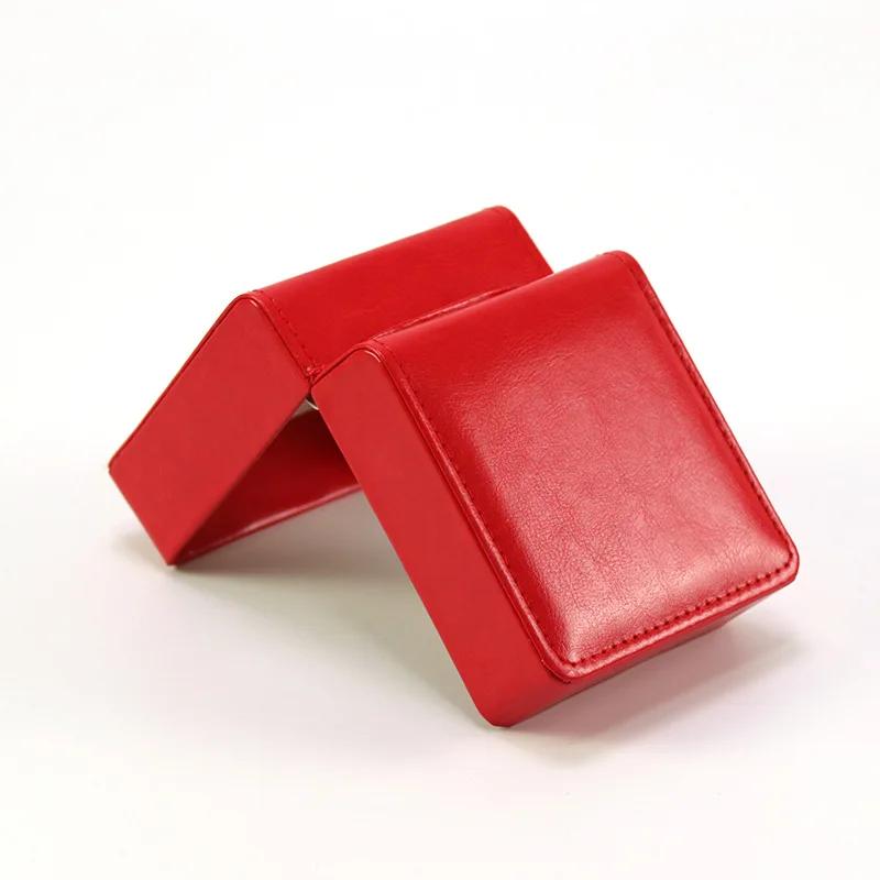 Black Single Watch Gift Box with Pillow PU Leather Wristwatch Display Case Organizer for Men Clamshell PU Leather Watch Case