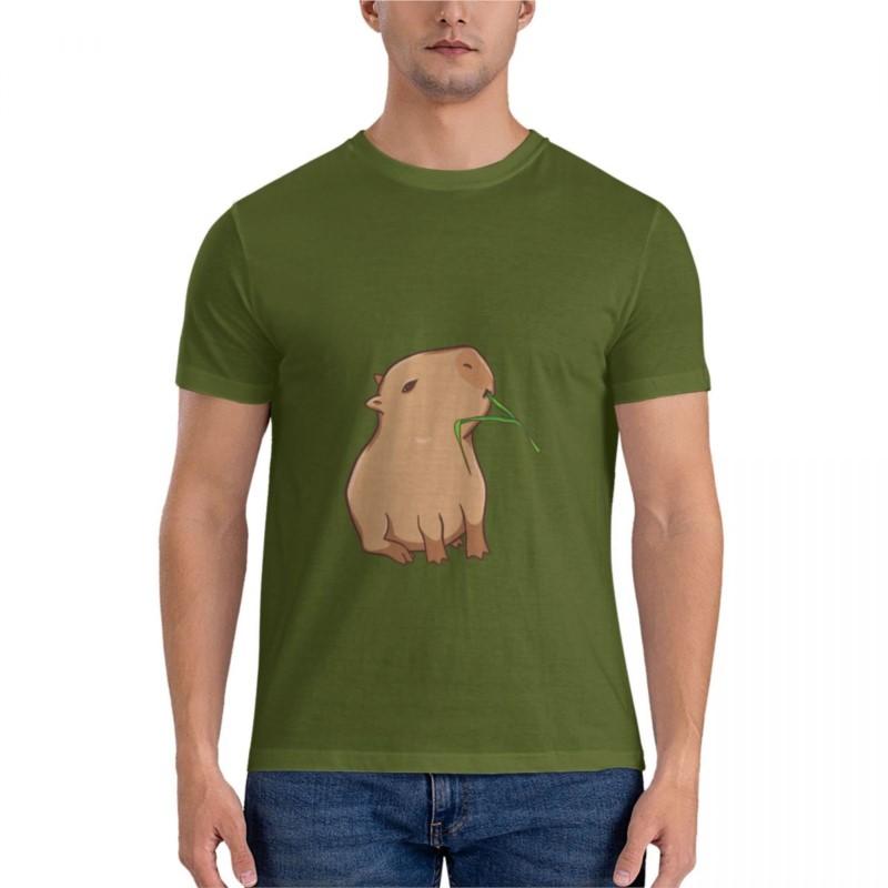 Capybara with a Leaf, Eat Your Greens! Classic T-Shirt Oversized T Shirt Men T Shirts for Men Mens Vintage T Shirts