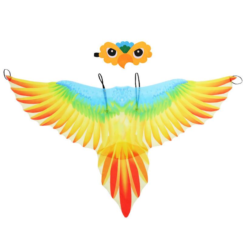 Colorful Kids Parrot Wings Cape And Bird Headpiece Ideal For Halloween And Christmas Celebrations