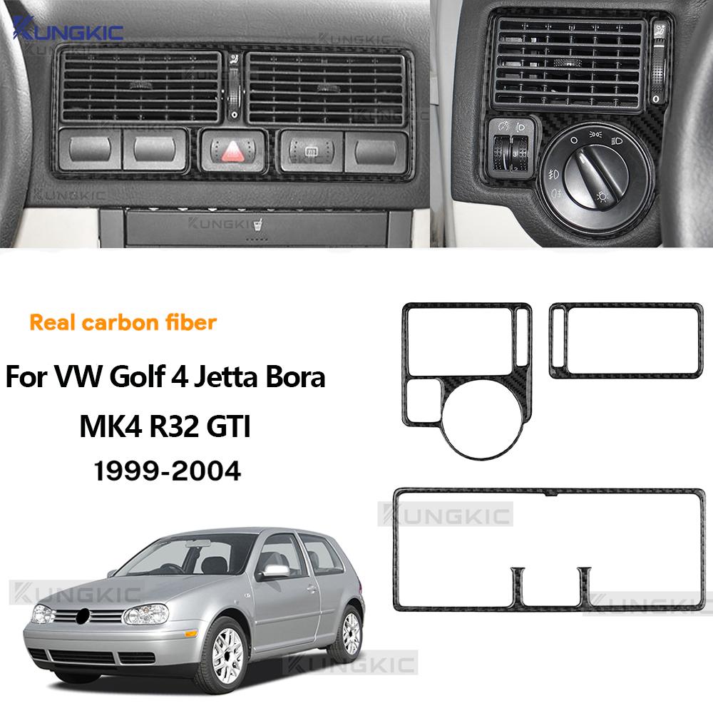 For Volkswagen VW Golf 4 Jetta Bora MK4 R32 GTI 1999-2004 Car Dashboard Panel Air Condition Outlet Headlight Carbon Fiber Trim