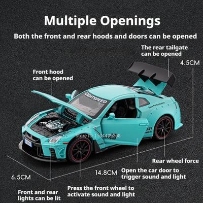 1:32 Scale GTR SVJ63 Car Model Toy Doors Opened Alloy Diecast Cars Models Simulation Music Light Vehicles Kids Holiday Gifts