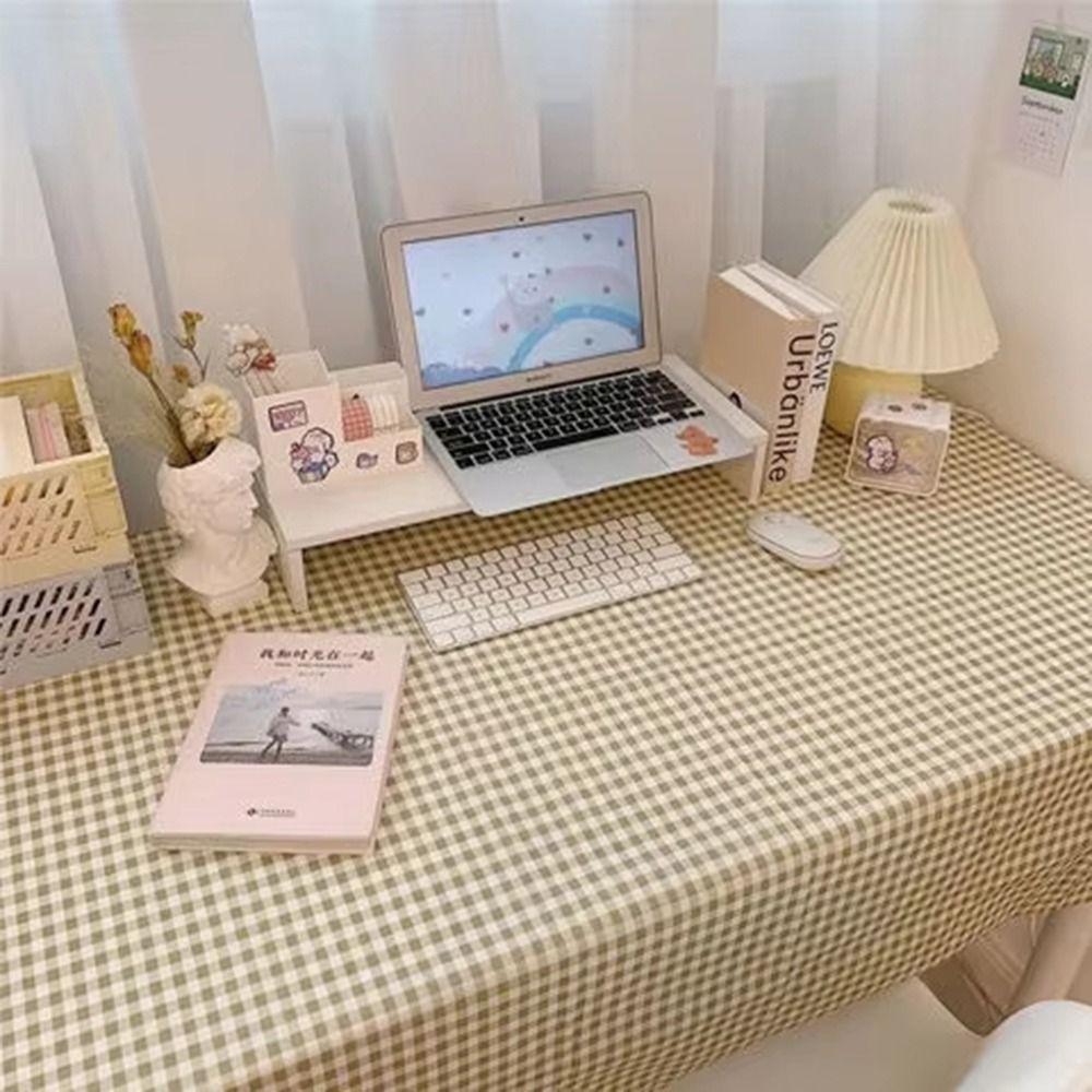 120x120cm Plaid Tablecloth Dust-proof Writing Desk Mat Simple Decor Ins Table Cloth  Household