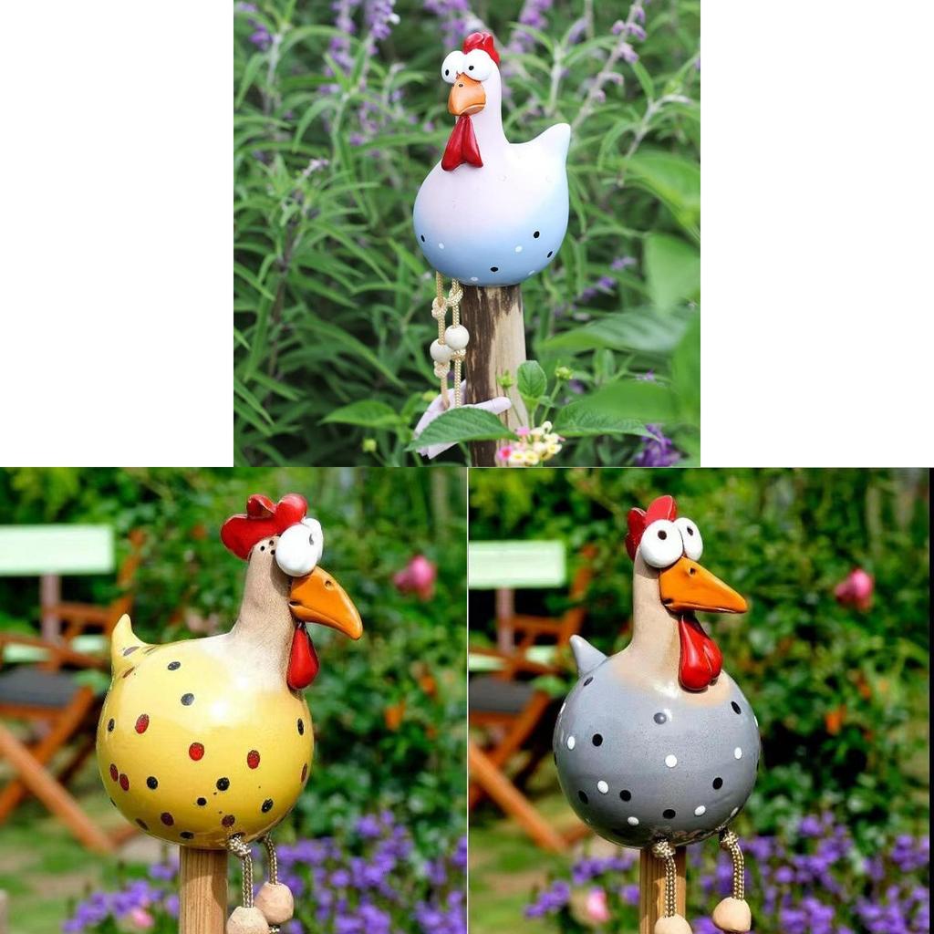 Resin Animal Sculpture Yellow Long Leg Rooster Garden Ornament For Home And Yard