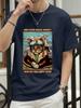 A Vintage Cat Flying In The Sky Printed TShirts Womens Summer Cotton Short Sleeve ONeck Comfortable Loose Tops Casual Clothes