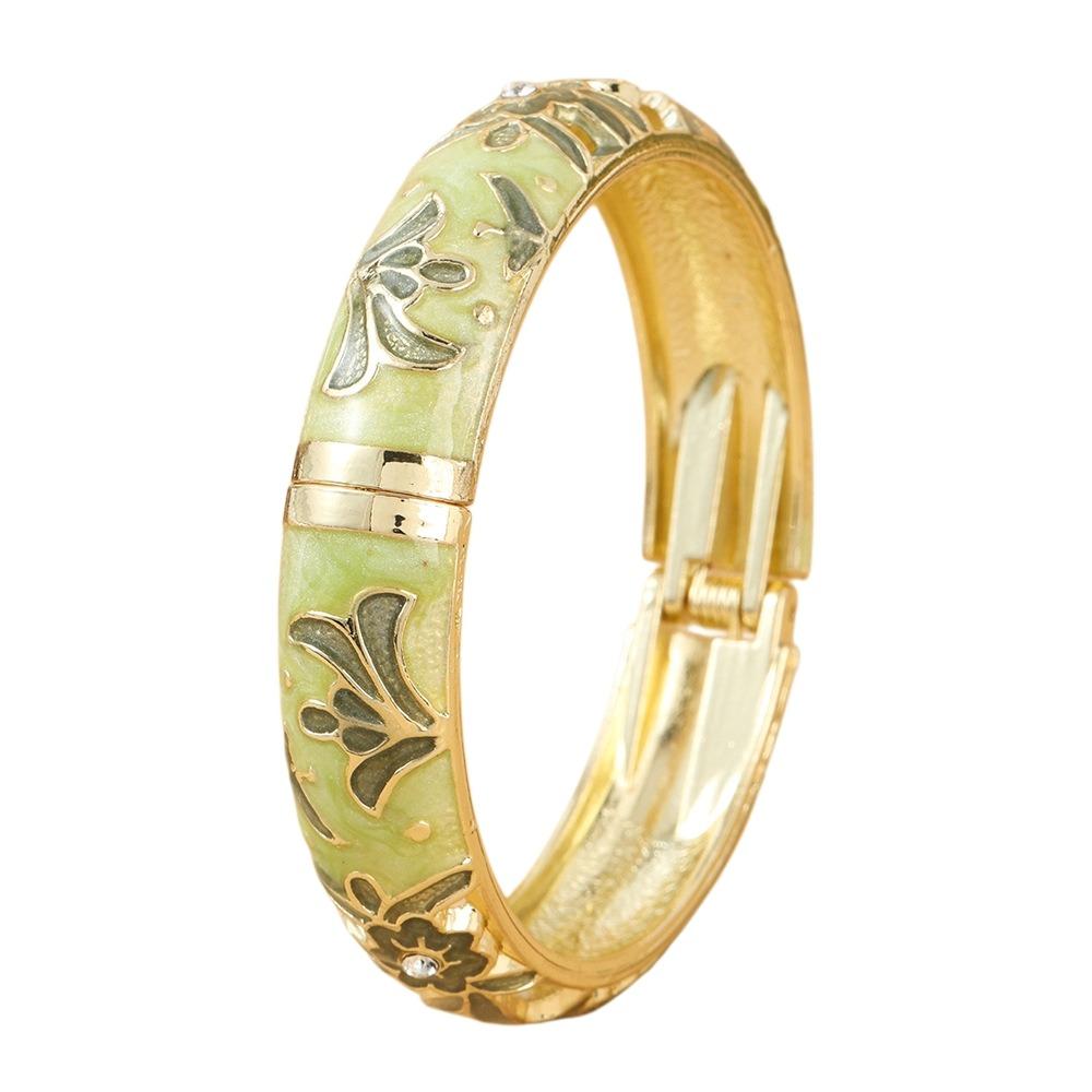 Blumiges Vintage Cloisonné Armreif Emaille Damen Handarmband Buntes Blumenarmband Damen