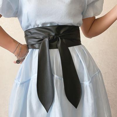 Damen Gürtel aus Kunstleder mit breiter Krempe, Retro-Gürtel, für Kleider, Mäntel, geknoteter Gürtel, vielseitiges Accessoire