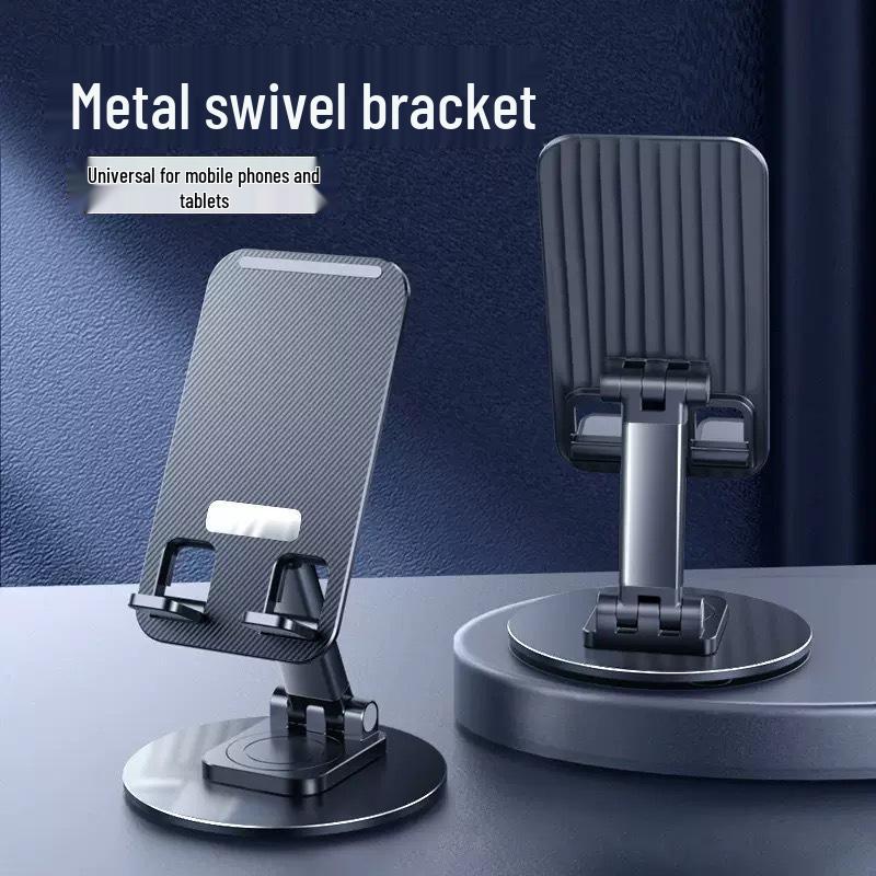 Adjustable Alloy Desktop Phone and Tablet Holder: Rotatable, Foldable, Multi-functional Stand for Live Streaming and Photography