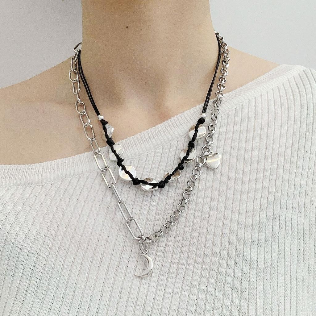 Necklace for Women Jewelry Ins Double Layer Heart Vintage Necklace Female Necklace Chain Beautiful Elegant Necklace for Her