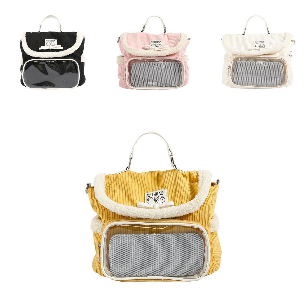 Plush Backpack Lightweight Nylon Material Bow Decoration For School Daily