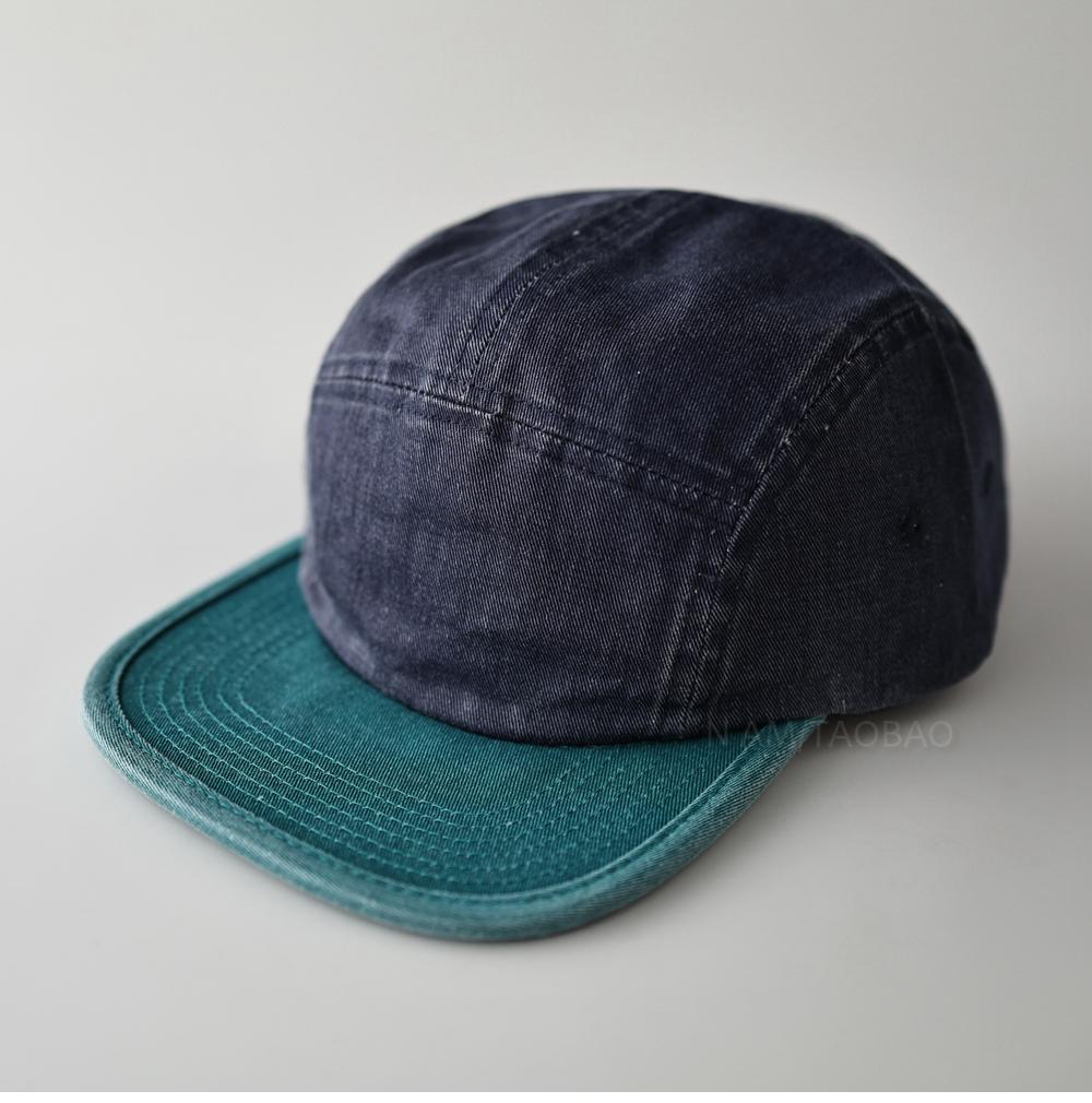 New Japanese Retro Color Matching Light Board Flat Brim Hemming Heavy Industry Hip-hop Hat Men Women Old 5-Panel Baseball Cap