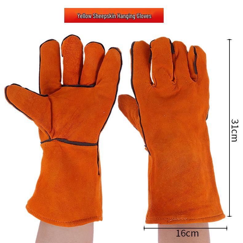 Cowhide Double-Layer Welding Gloves - Heat-Resistant, Wear-Resistant, and Full Leather for Welders Protection