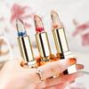 Petal Flower Color-Changing Jelly Lipstick with Gold Foil: Non-Stick, Long-Lasting, Moisturizing Formula.