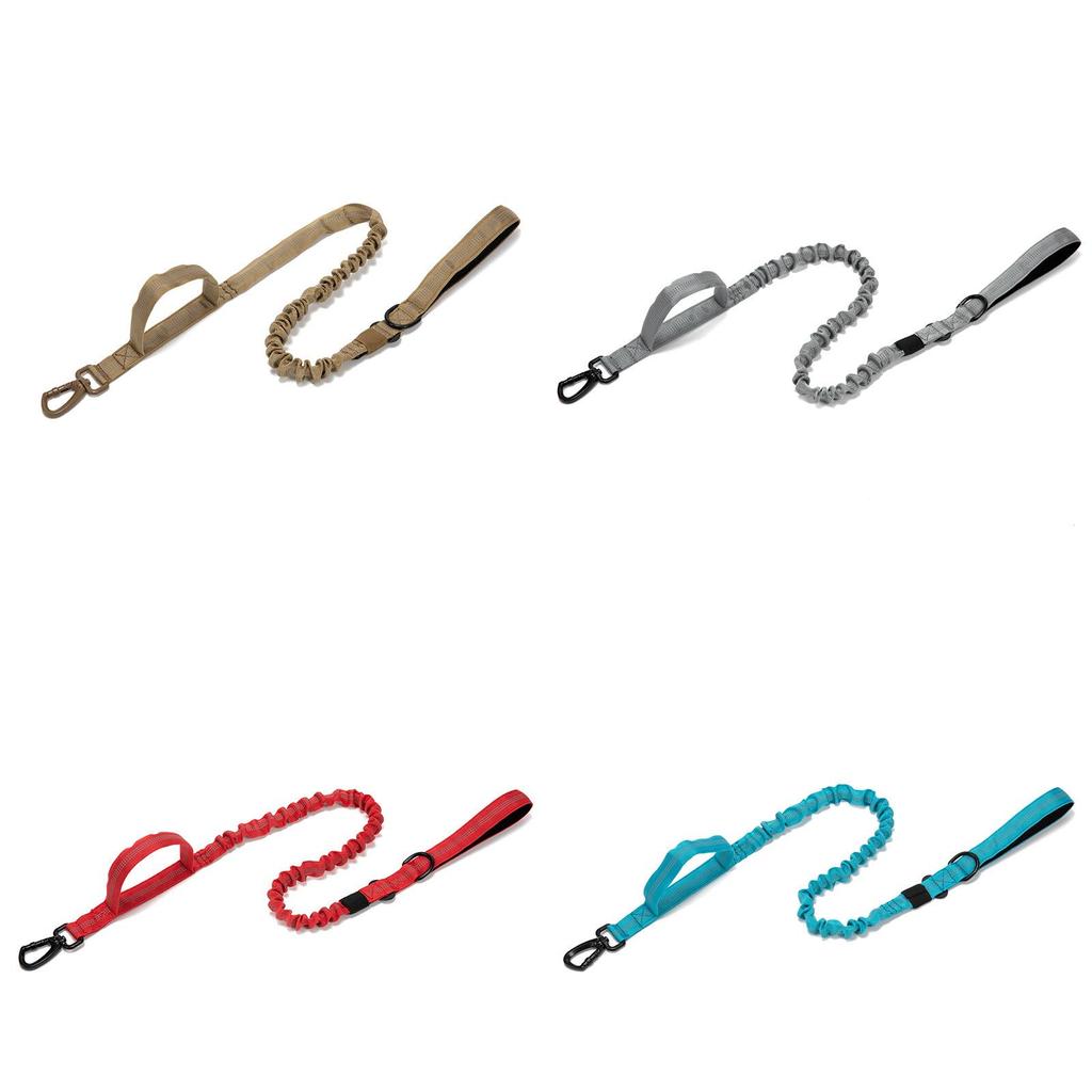 Waterproof Nylon Pet Leash With Elastic Stretch And Double Handles For Outdoor Adventure