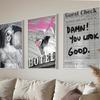 Fashion Black White Trendy Retro Wall Art Poster Check Aesthetic Print Funny Minimalist Canvas Painting Club Room Home Decor