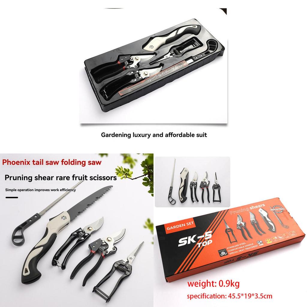 5pcs Stainless Steel Pruning Shears Gardening Tools Kit Multi Tool Set For Garden Plant Maintenance Trimming