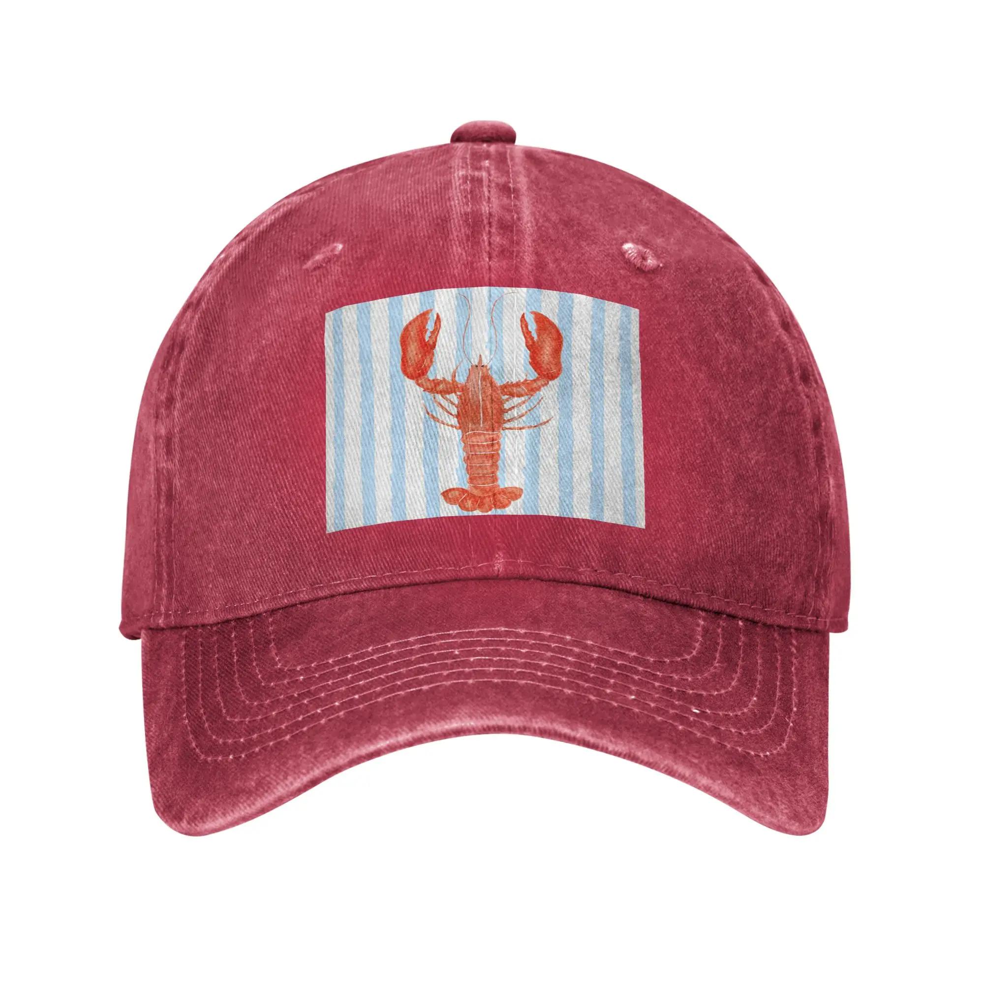 Lobsters And Lobster Seafood Festival Denim Cap Casual Baseball Caps Adjustable Hat Summer Unisex Baseball Hats One Size