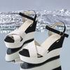 Fashion Women's fashion wedge sandals summer new round head matching color suede cross strap platform non-slip high heels