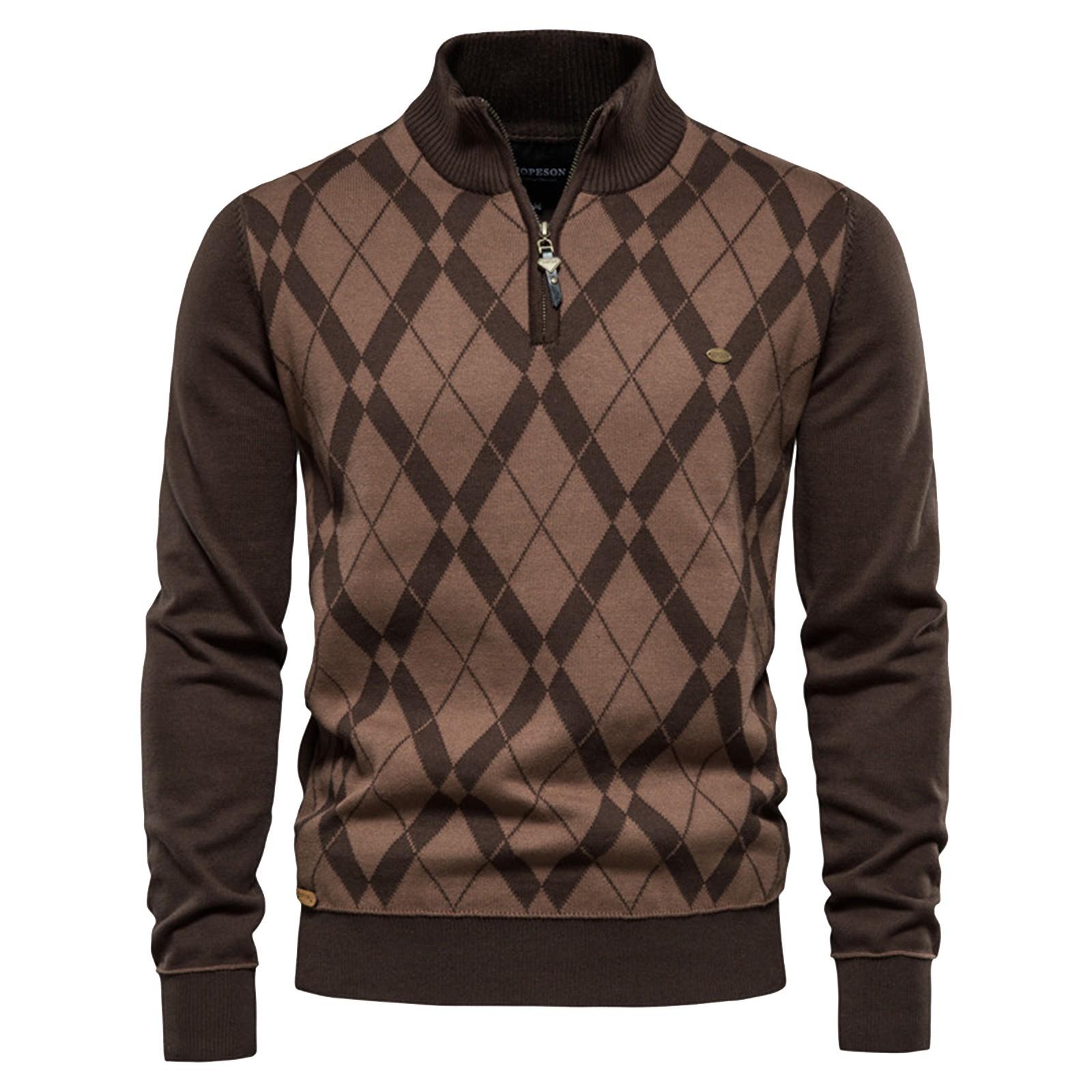 

New Half Zipper British Long Sleeve Men s Sweater XL