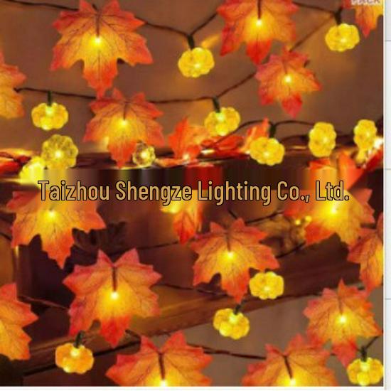 

Светодиодные гирлянды на Хэллоуин в виде тыкв и кленовых листьев - Работают от батареек, декор для вечеринки Large Maple Leaf