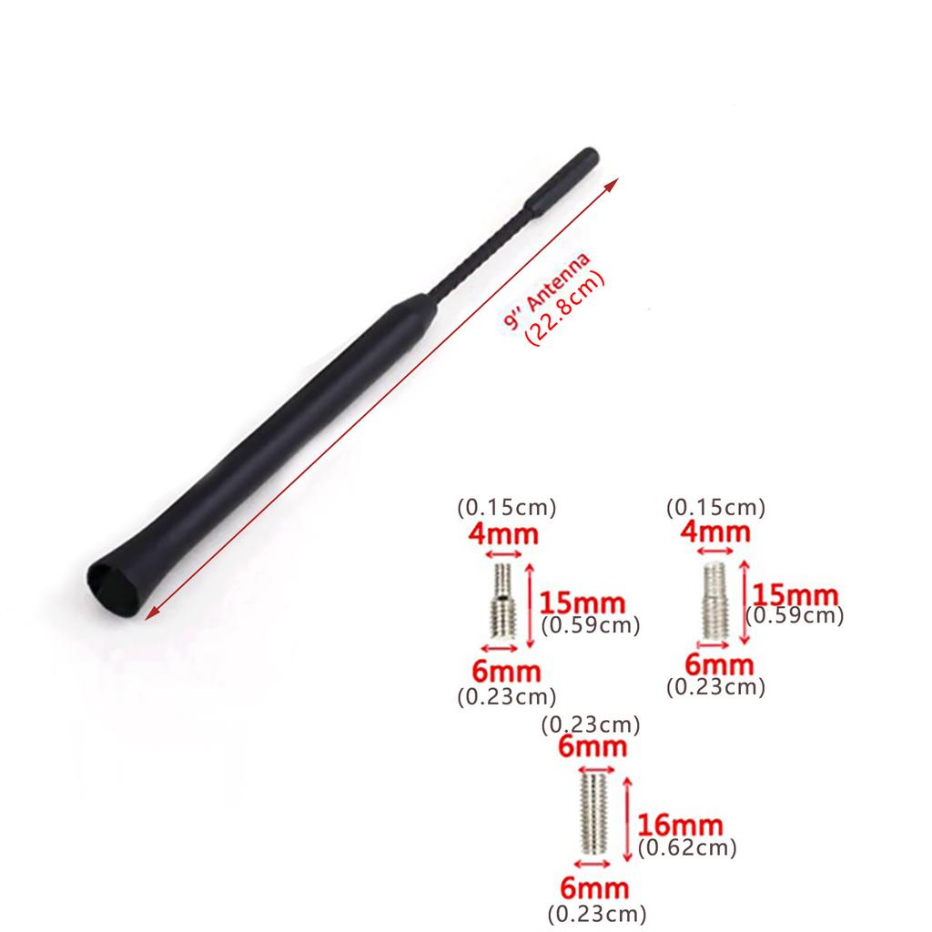 Autoradio Universal Flexible Anti-Lärm Biene Antenne Sting Air Antenne, Auto Universal Dach Radio Antenne 9 Zoll AM/FM modifizierte Antennenstange mit 3 Schrauben
