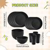 16Pcs Dinnerware Sets Bowls Minimalist Straw PP Service for 4 Dinner Plates Dishes Hotel