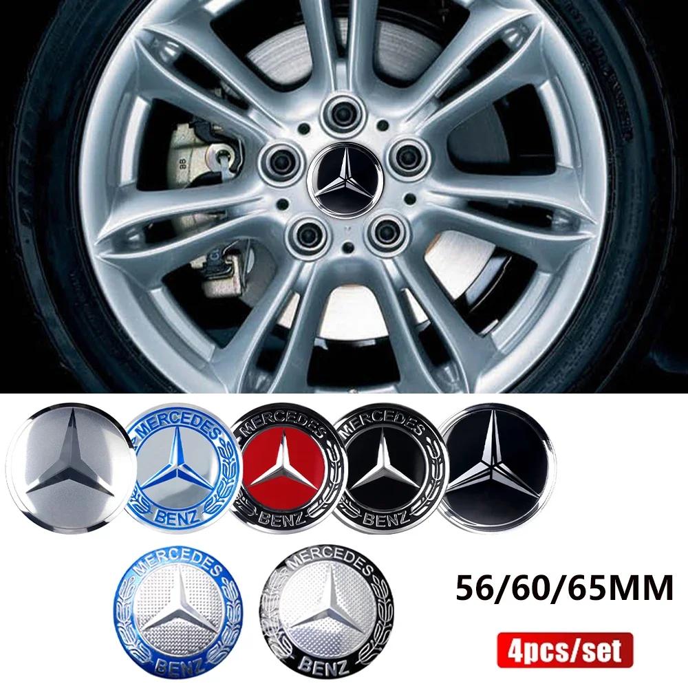 56/60/65mm Bilfelg Senterdeksel Navkapsel Resin Merke Emblemer Klistremerke Dekal Styling Auto Tilbehør Mercedes Benz AMG C260 C300