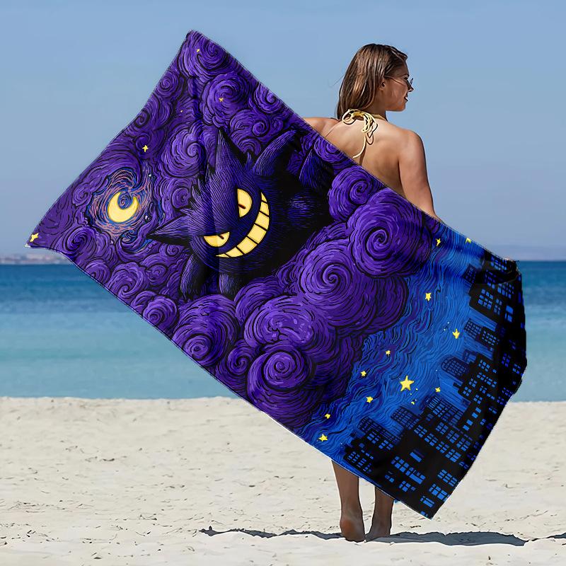 Children'S Bath Towel Gengar Towel Theme Beach Blanket Quick Dry Soft Swimming Towel For Beach Pool Bathyoga
