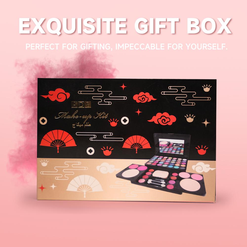 Full Face Palette Makeup Kit Eyeshadow Palette, Lip Gloss, Blush, Duo Powder, with Brushes and Mirror | Travel Friendly Professional Cosmetic Set