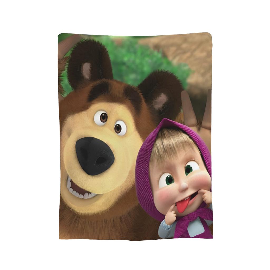 Super Soft M-Mashas and B-Bears Throw Blanket Premium Fleece Flannel Lightweight Bed Blanket Cozy Plush Blankets All Season Use