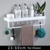 Étagère de salle de bain Étagère de douche avec barre porte-serviettes Blanc Étagère d'angle 30-50CM Fixation murale Aluminium noir Porte-rangement de cuisine