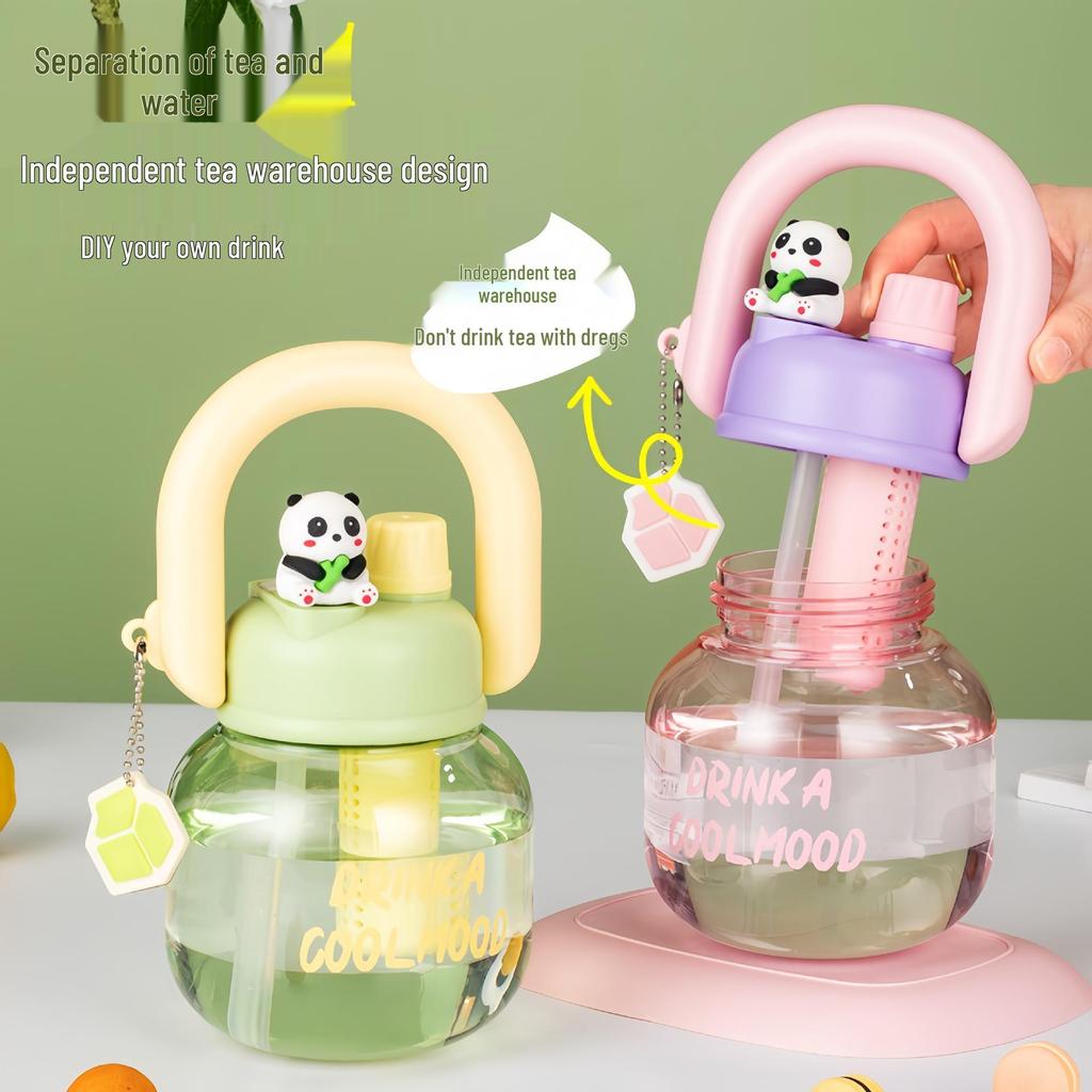 Large-Capacity Cartoon Kids' Water Cup with Straw & Tea Filter
