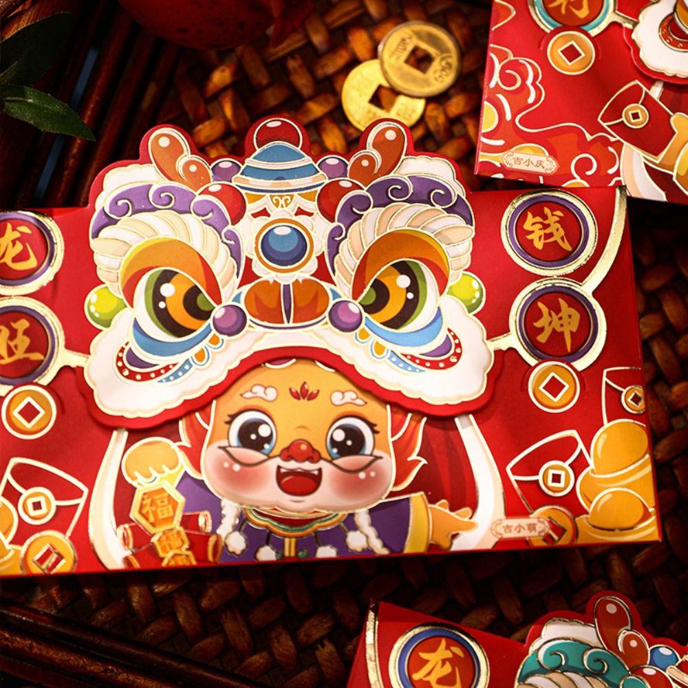2025 New Year Packet Red Envelope Luck Money Bag Best Wishes Money Pocket Dragon Pattern Good Luck Blessing Bag Spring Festival