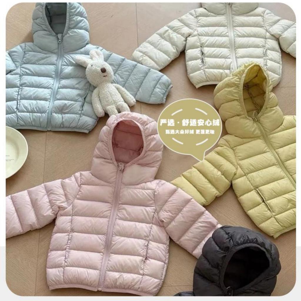 Kids Hooded Puffer Jacket with Zipper Warm Cozy Fall Winter Outerwear for Boys and Girls